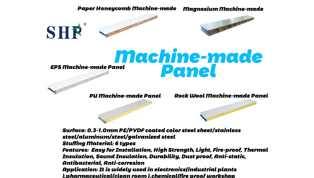 High Quality GMP Certified PU Polyurethane Insulated Roof and Wall Sandwich Panel for Cleanroom Peoject