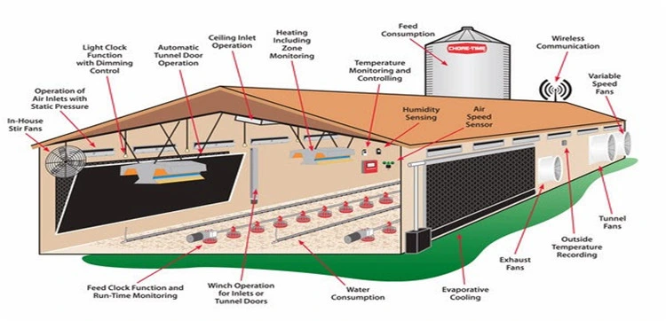 Prefabricated Steel Frame Construction Structure Poultry Farm Broiler Prefab Chicken House with Full Set Poultry Equipment for Chicken Factory