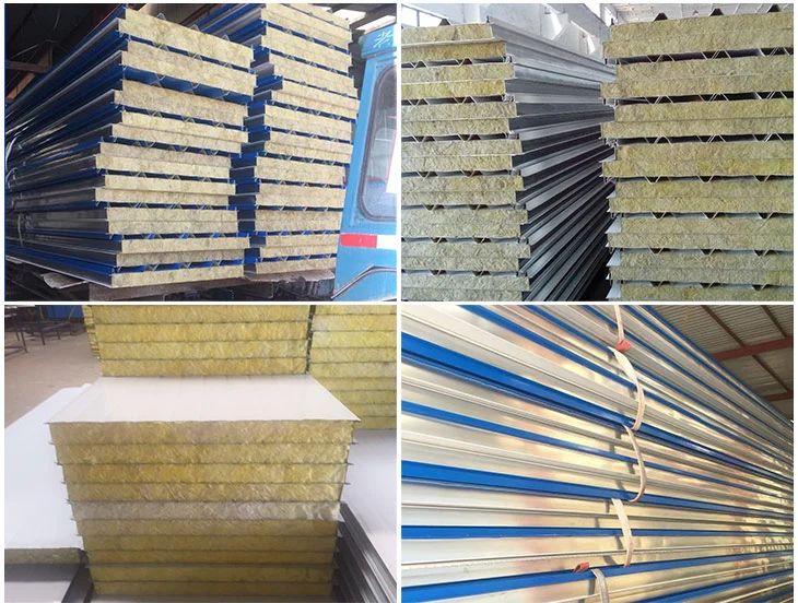 Steel Buildings High Density Mineral Wool Wall Panels Rockwool/Rock Wool Sandwich Panel for Internal and External Wall